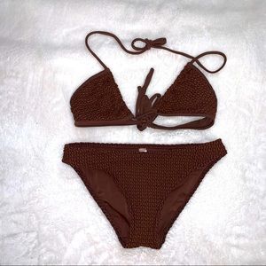 Victoria Secret ladies brown textured bikini.